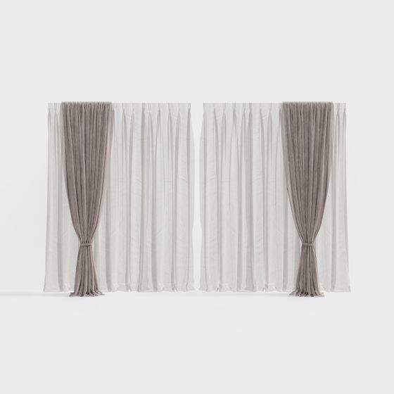 Stylish Gray Velvet Curtain 3D model for Interior Design