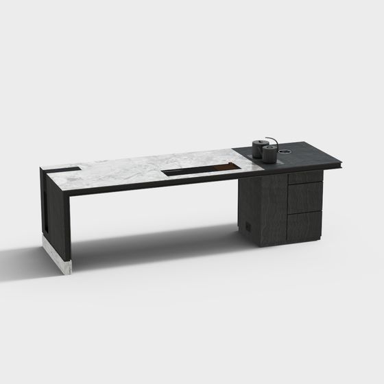 Elegant Minimalist Office Desk 3D model for Creative Spaces