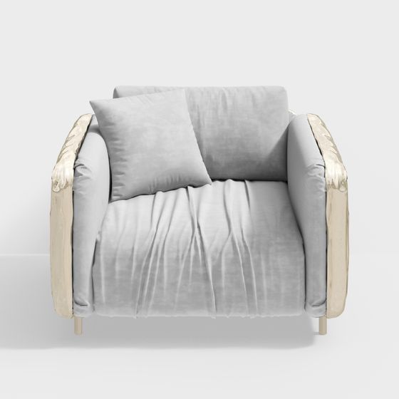 Elegant Low-Polygon Sofa 3D Model