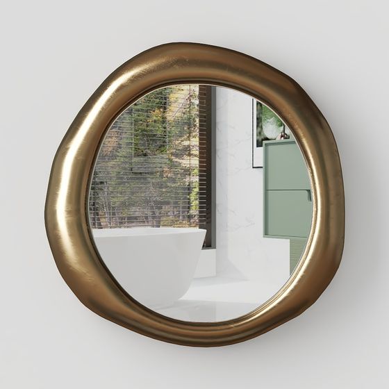 Elegant Round Mirror 3D model for Modern Interiors