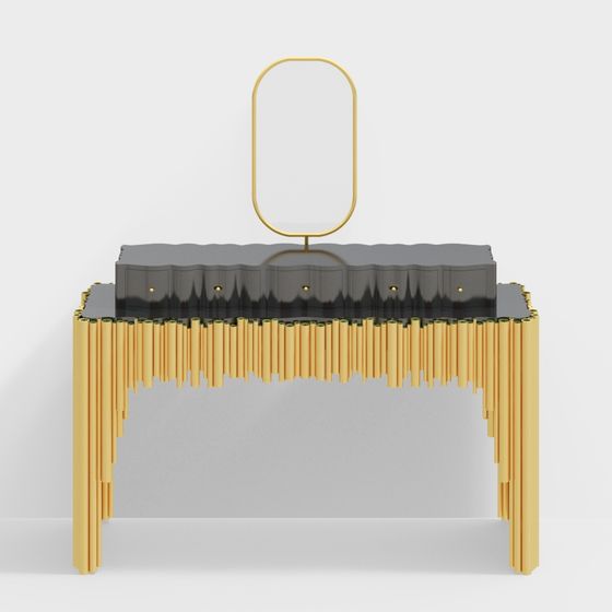 Wavy Mirror Console Table 3D model