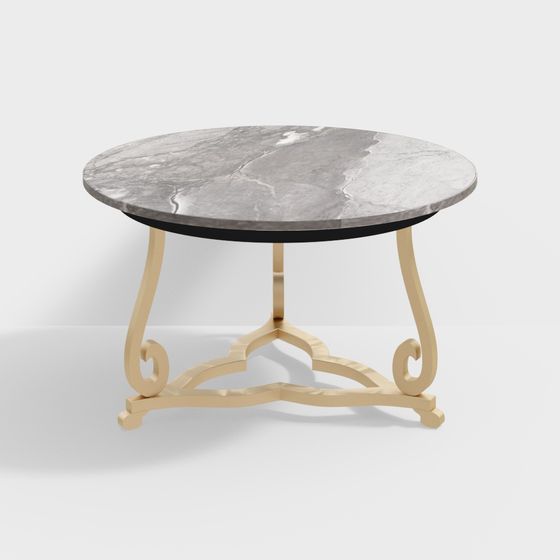Stylish Marble Round Table 3D model for Modern Interiors