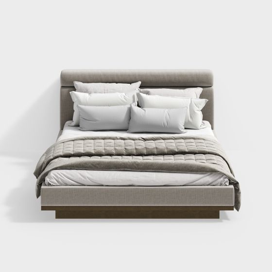 Chic Minimalist Bed 3D model for Contemporary Spaces
