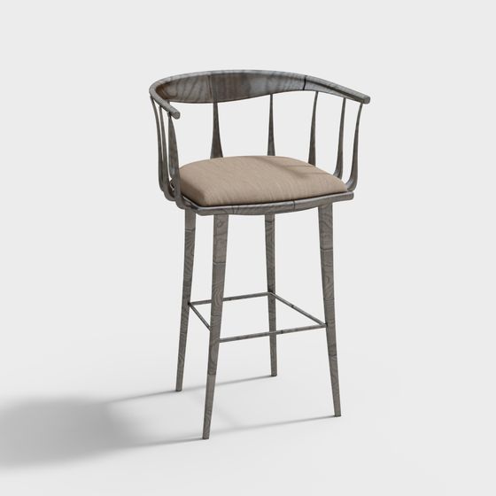Stylish Bar Stool 3D Model for Modern Interiors