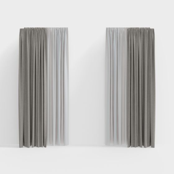 Elegant Low-Poly Curtain 3D model