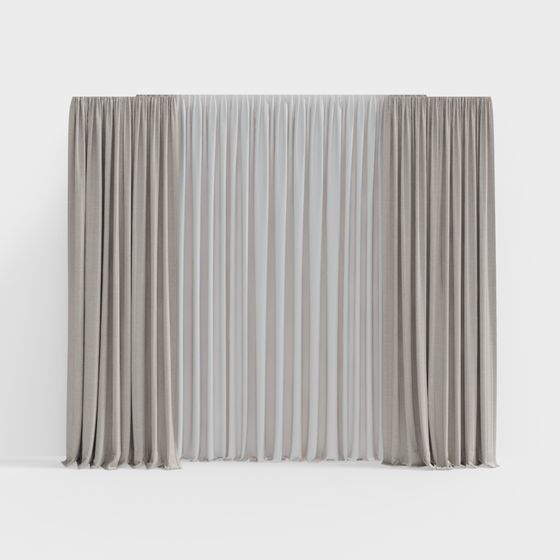 Stylish Gray Curtain 3D model for Interiors