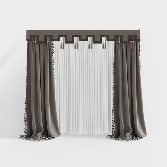 Elegant 3D Curtain Model with Unique Design
