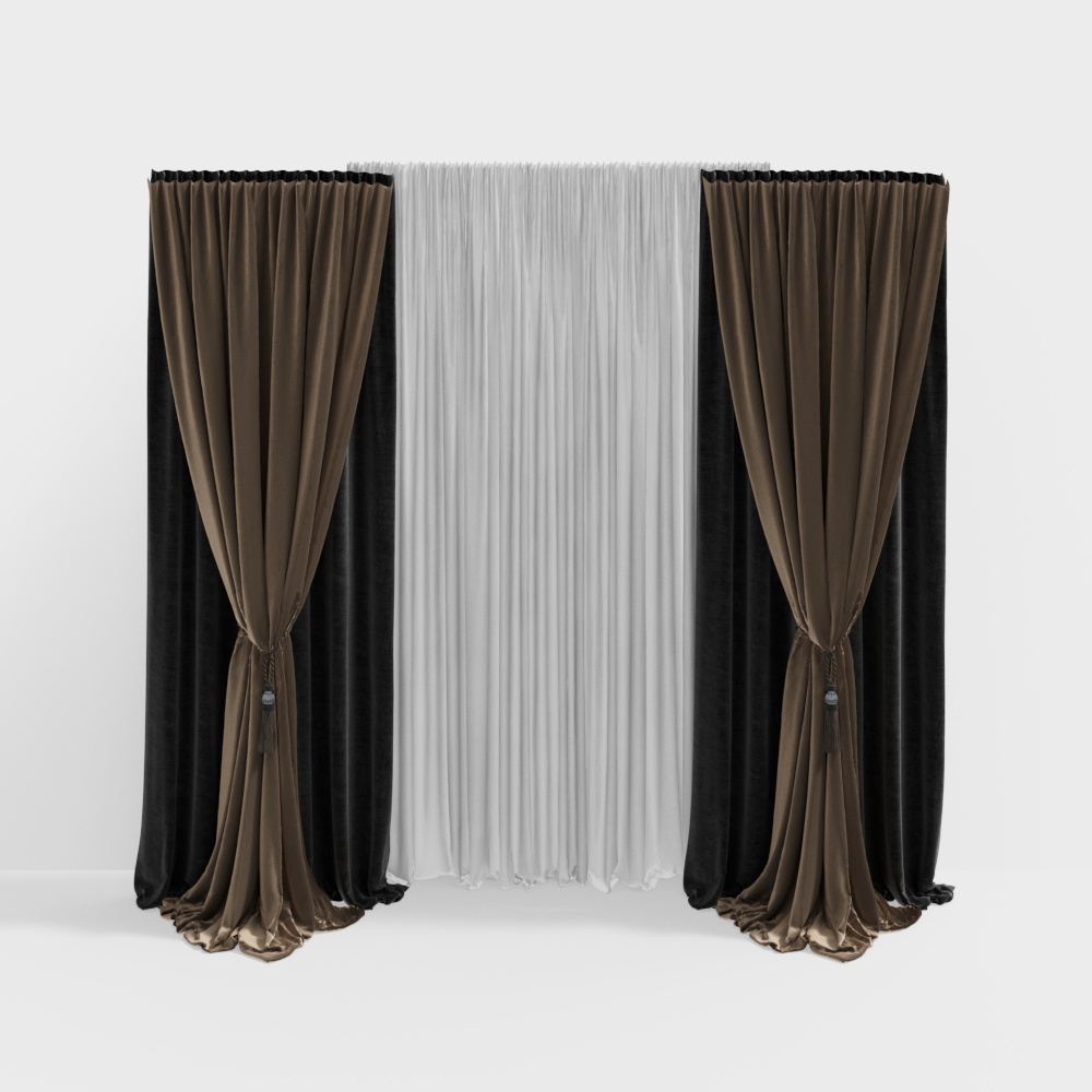 Elegant Velvet Drapes 3D model for Interior Design