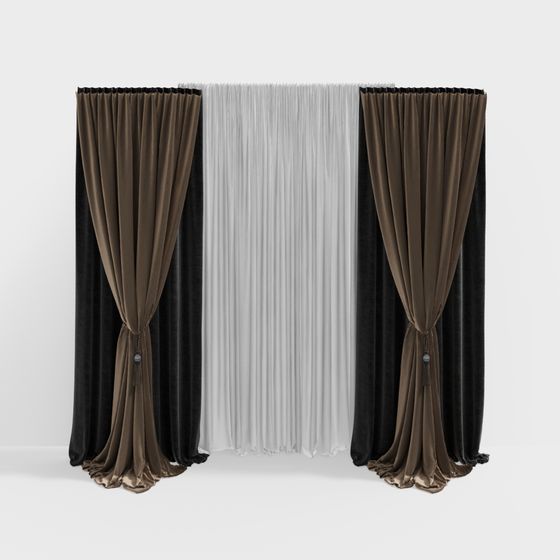 Elegant Velvet Drapes 3D model for Interior Design