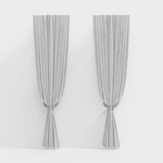 Elegant Gray Curtain 3D model for Modern Spaces