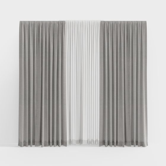 Low-Poly Gray and White Curtain 3D model