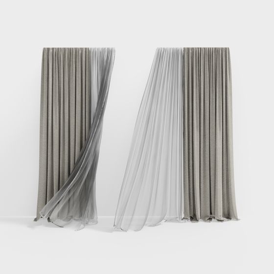 Elegant Sheer Curtain 3D model for Creative Designs