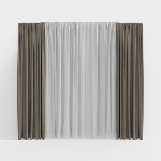 Elegant Low Poly Curtain 3D model for Interiors