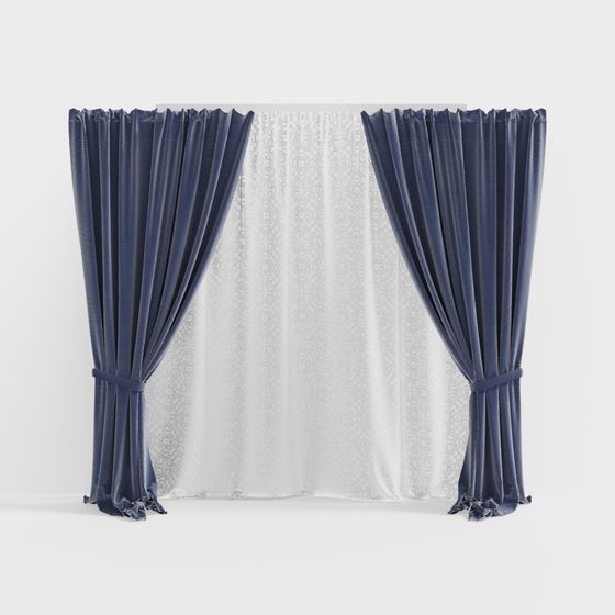 Elegant Velvet Curtains 3D model for Stylish Interiors