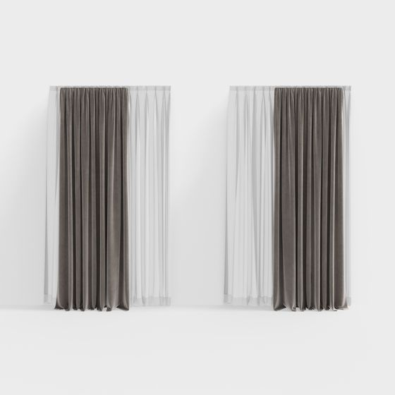 Sophisticated Low-Poly Curtain 3D Model for Modern Interiors