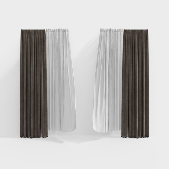 Stylish Low-Poly Curtain 3D Model for Contemporary Spaces