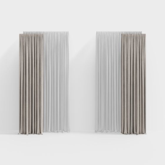 Chic Low-Polygon Curtain 3D model for Modern Spaces