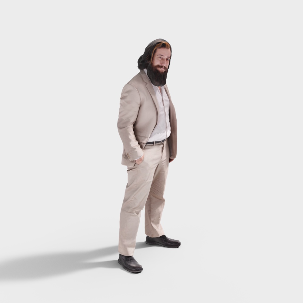 Western Man with a Large Beard Wearing a Suit