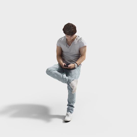 Young Man 3D Model in Low-Poly Realism