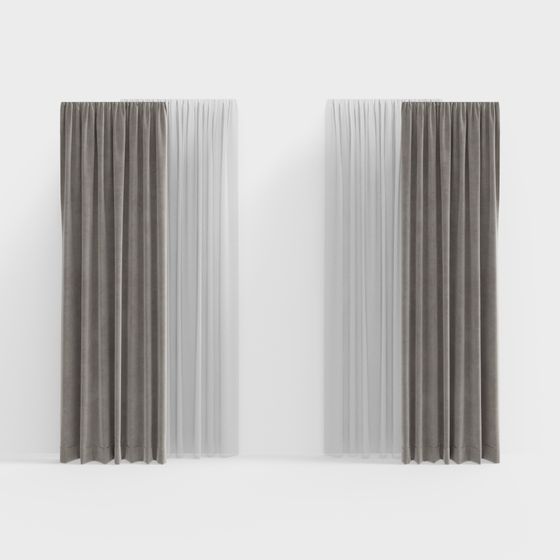 Elegant Low-Polygon 3D Curtain Model