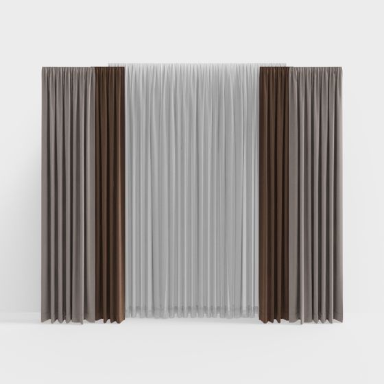 Elegant Low-Polygon Curtain 3D Model