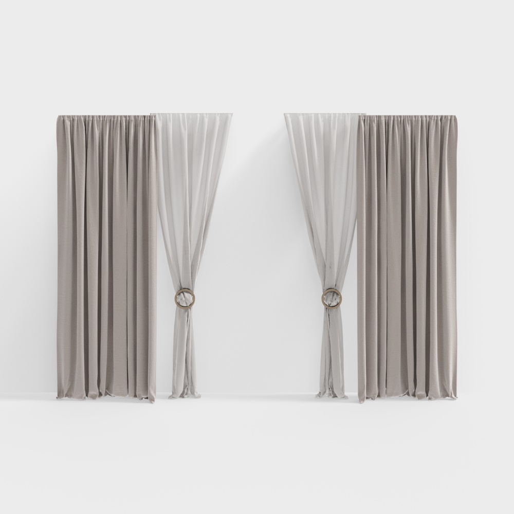 Low Poly Curtain 3D model for Modern Interiors