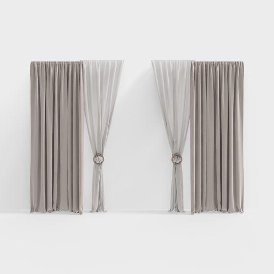 Elegant Low Poly Curtain 3D model for Contemporary Spaces