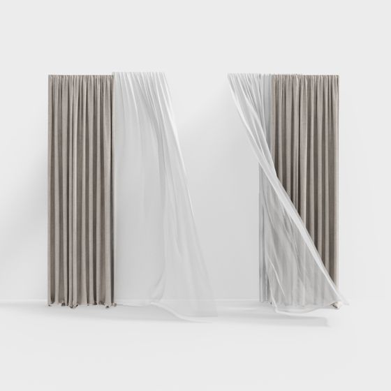 Chic Flowing Curtain 3D model for Creative Spaces
