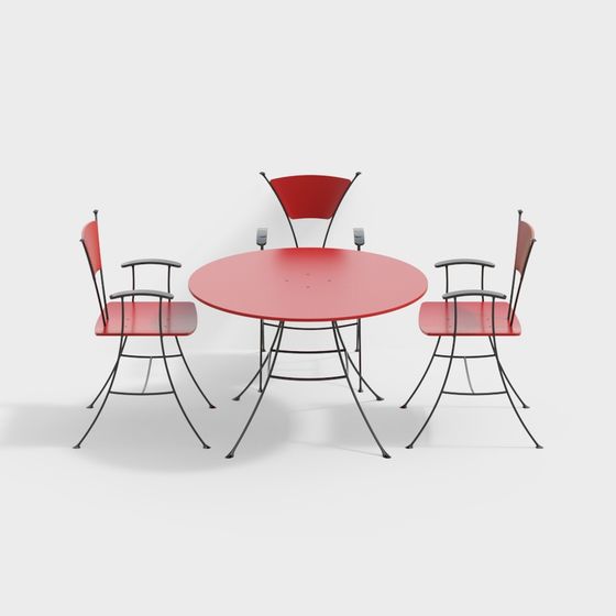 Minimalist Outdoor Dining Table and Chair 3D model