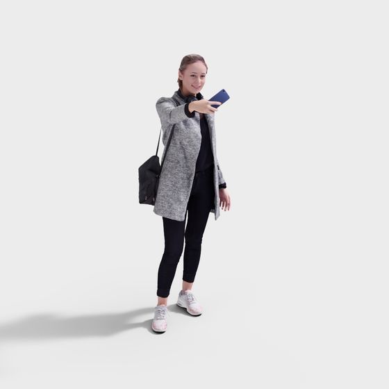 Stylish Young Woman 3D Model for Urban Scenes