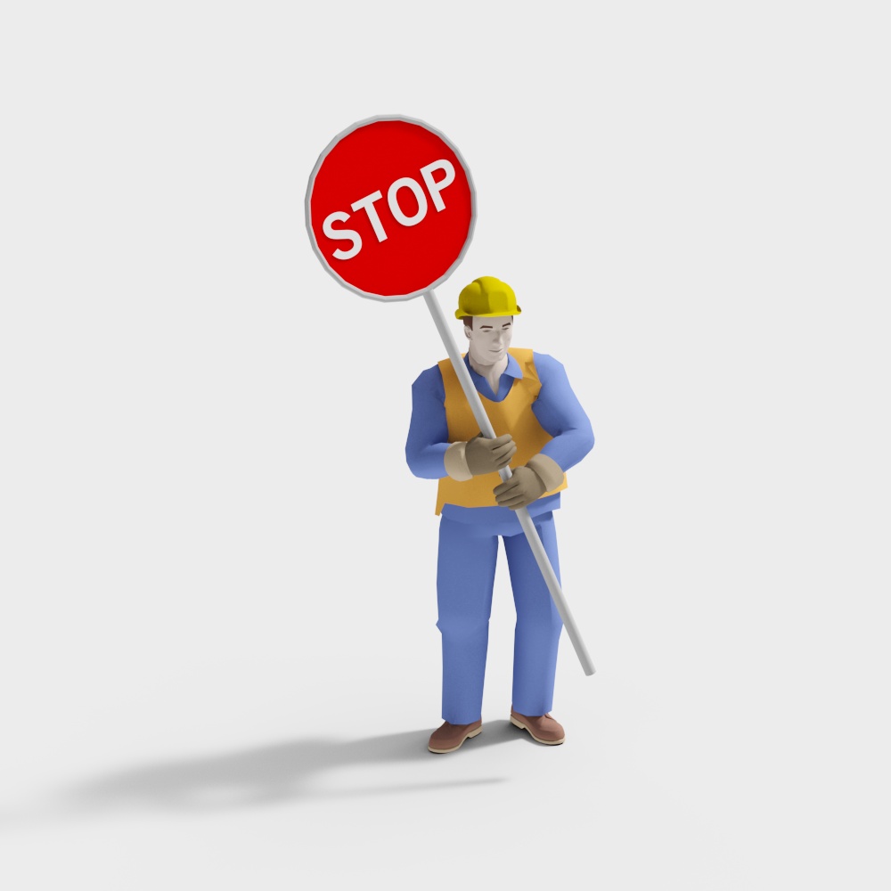 Vibrant Construction Worker 3D model