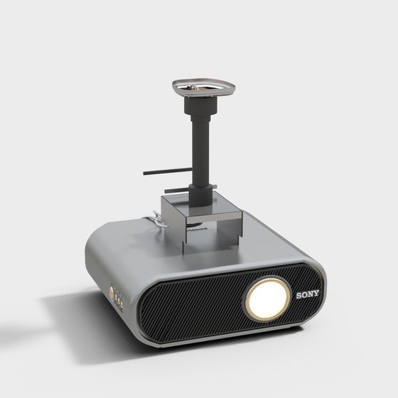 Ceiling Mounted Black Projector 3D Model