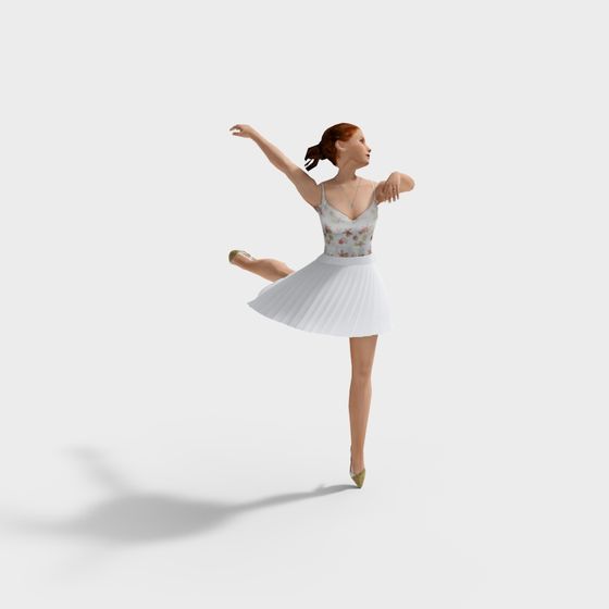 Elegant Dancer 3D model with Low-Poly Style