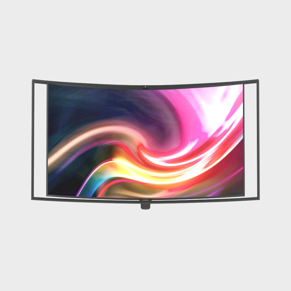 Curved Monitor 3D Model with Unique Low-Poly Design