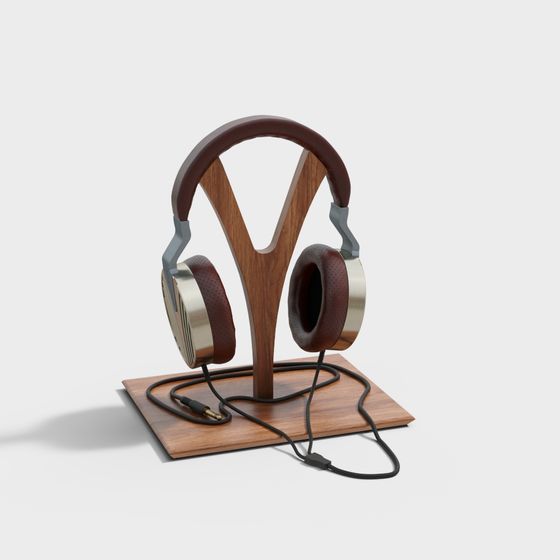 Artistic Wood Headphone Stand 3D model