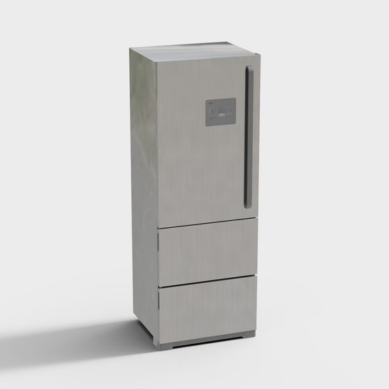 Sleek Stainless Steel Refrigerator 3D model