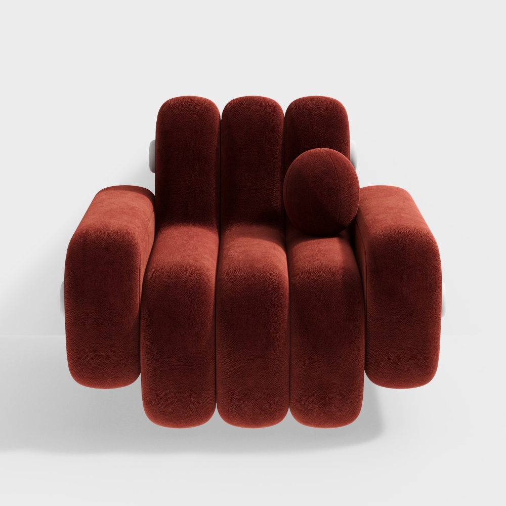 Stylish Low-Poly Red Chair 3D Model – Geometric Velvet Texture