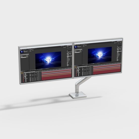 Dual Monitor 3D model for Digital Art