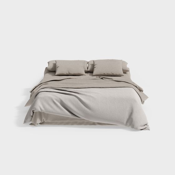 Chic Low-Polygon Bed 3D model for Contemporary Spaces