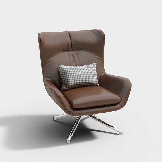 Elegant Leather Lounge Chair 3D model