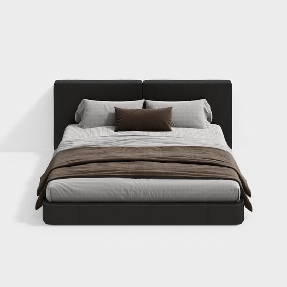 Stylish Low-Polygon Bed 3D model for Modern Interiors