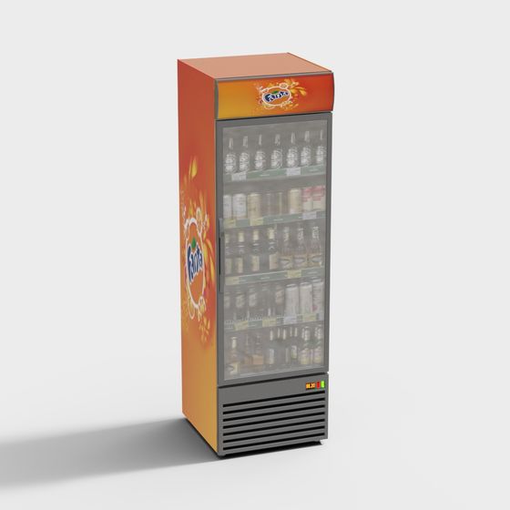 Vibrant Fanta-Themed Refrigerator 3D Model