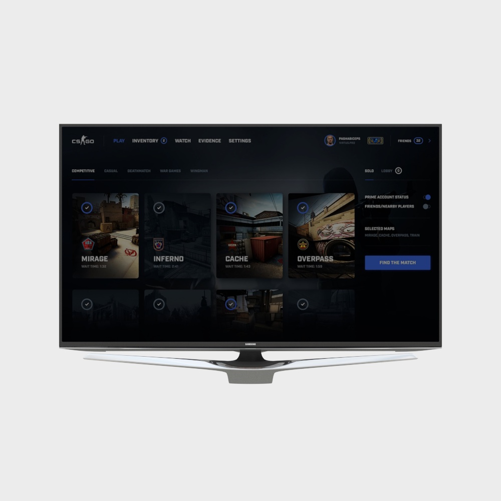 Futuristic Low-Poly 3D Model TV Interface