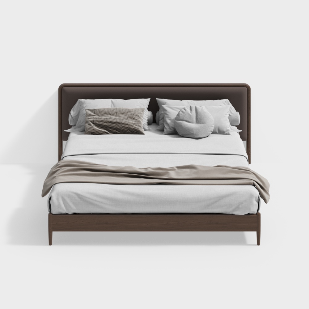 Простая, элегантная двуспальная кровать в традиционной японской главной спальне