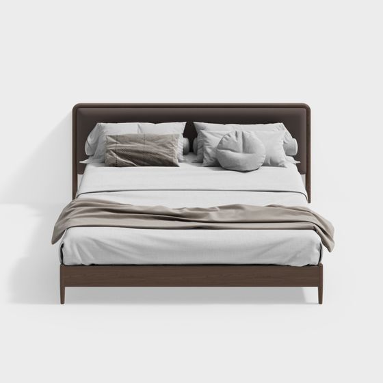 Простая, элегантная двуспальная кровать в традиционной японской главной спальне