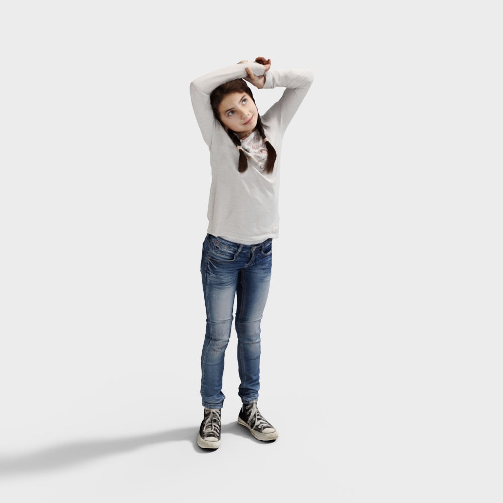 Youthful Girl Low Polygon 3D Model