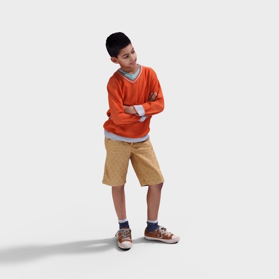 Sunny Boy 3D Model: Child in Low Poly Style