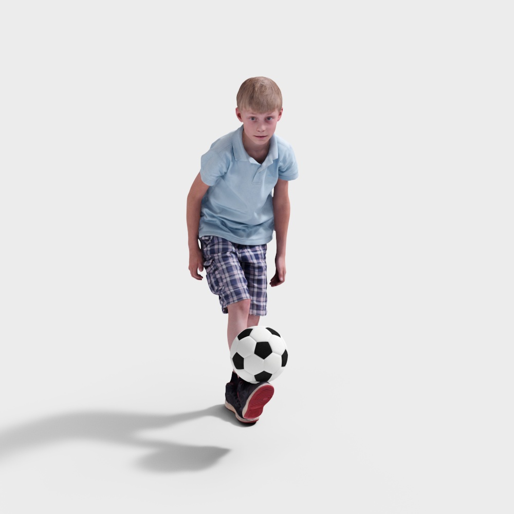 Energetic Child Soccer Player 3D Model