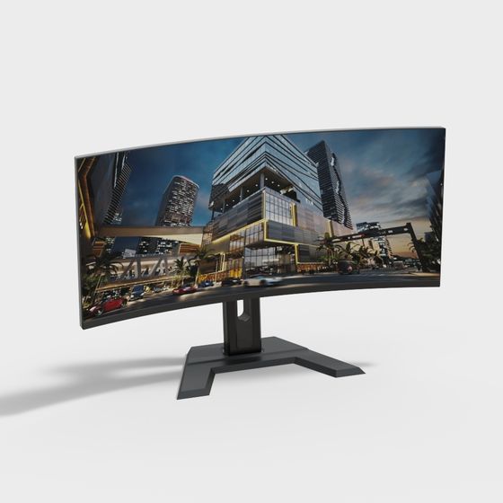 Modern Black Computer Monitor 3D Model