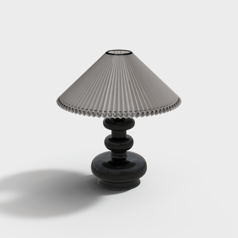 Vintage Table Lamp 3D Model – Pleated Shade Design
